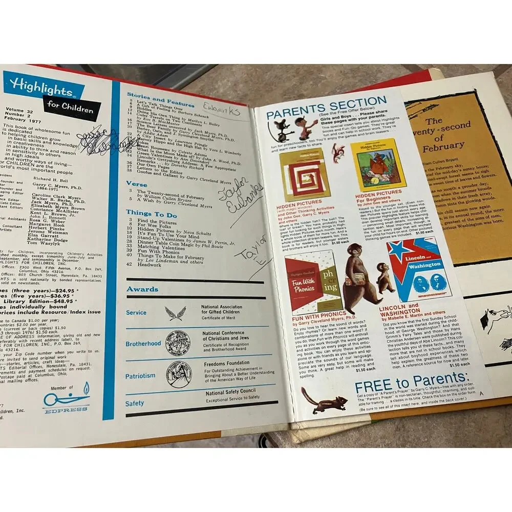 Highlights‎ Magazine Book Bound Issues Christmas 1974 & Valentine 1977 Lot